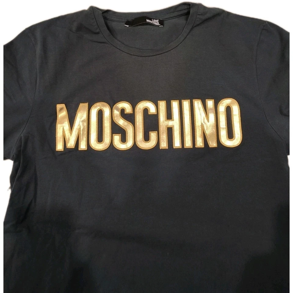 Camiseta Love Moschino De Colección Para Hombre Lujo Y2K Logo Grande Verde Azulado Camiseta Talla L Foto 2 de 4