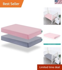 Neutral Toddler Crib Sheets in Grey  Pink - 400 Thread Count Comfort, 52"x28"