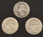 1949 1948 1945 Washington Silver Quarters Lot of 3 Mixed Dates