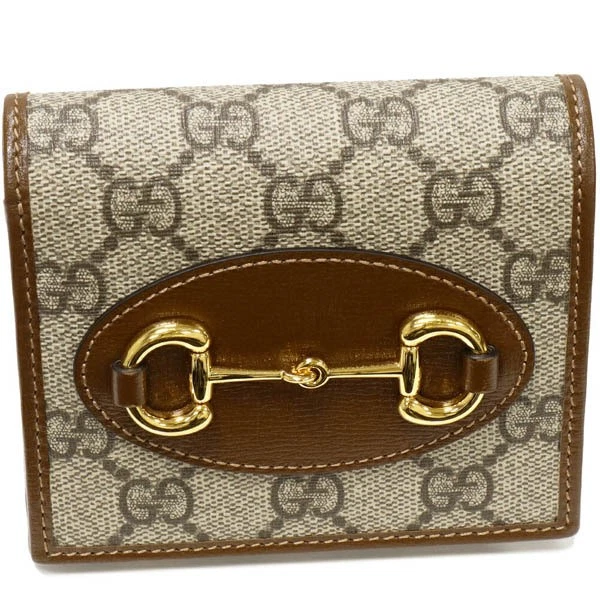 Gucci L Zipper Portefeuille Bi Pliable avec Porte Monnaie GG Supreme Horsebit 1955 PVC Can