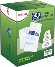 Sheet Protectors 500 Page,Page Protector 8.5" x 11" ，Upgraded 500 PACK, Clear 