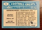 1988 SWELL Football Raymond Berry Signed GLOBAL AUTHENTICATED  Auto COLTS HOF — photo 3