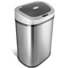  Automatic Trash Can,Motion Sensor Hands Free Soft Close Lid Garbage Bin, Silver