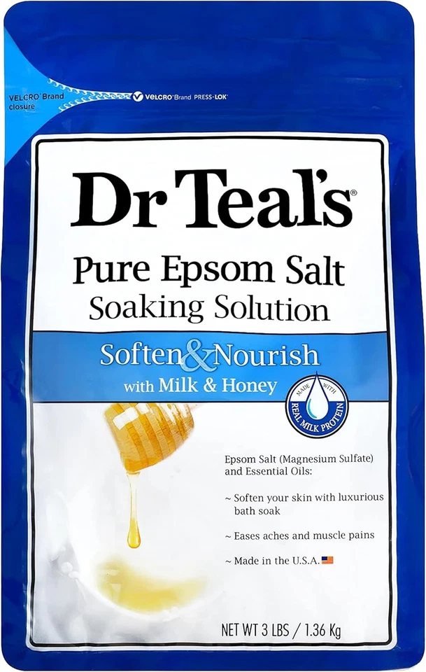 Baño de sal de Epsom remojo, leche y miel, paquete de 4 Foto 4 de 4