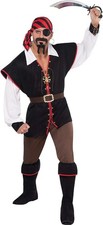 Rebel of the Sea Caribbean Pirate Captain Fancy Dress Up Halloween Adult Costume