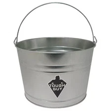 4 1/4 Gal Round Bucket, 13 In Dia, Silver, Galvanized Steel, 32Xe83