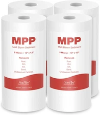 10" X 4.5" Whole House Sediment Water Filter, Simpure 5 Micron 10-Inch Big Water