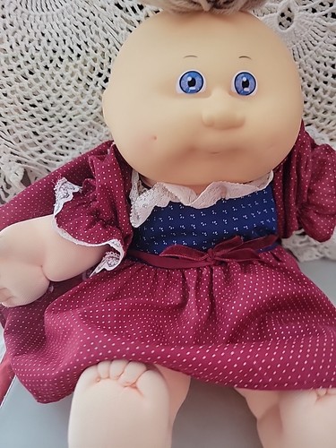 1986  Cabbage Patch Kids White Baby Doll Vintage Beany Butt Open Mouth - Afbeelding 4 van 14