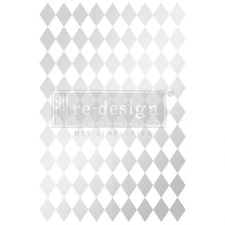 New Redesign With Prima "Silver Harlequin" Decor Transfer, Gilded Pattern Decal