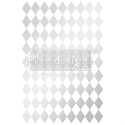New Redesign With Prima ''Silver Harlequin'' Decor Transfer, Gilded Pattern Decal
