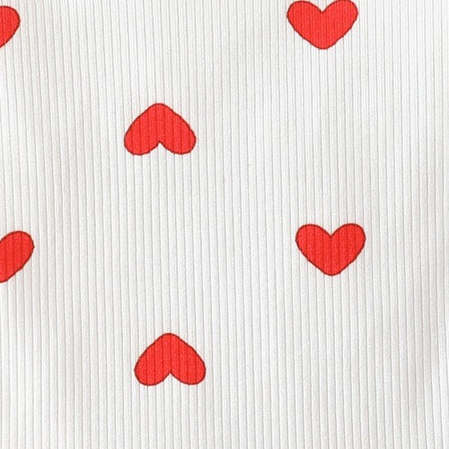 Neugeborenes Baby Valentinstag Outfit Herzdruck gerippt Strampler Kleid Kopfbedeckung Set - Bild 20 von 26
