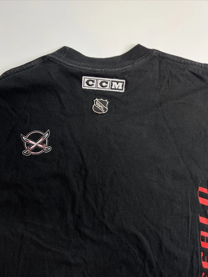 Vintage Buffalo Sabres Goat Head CCM T-Shirt Black Double Sided Men’s Size XXL - Image 4 of 4