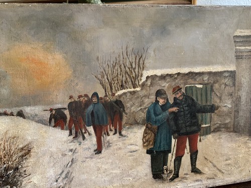 peinture XIXe militaria infanterie fantassins français faisant une halte - Imagen 7 de 9