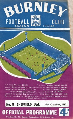 BURNLEY V SHEFFIELD UNITED 26 OCTOBER 1963 DIVISION ONE