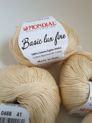 5 x MONDIAL GOLDBEIGE 100% LUX FEINES MAKO BAUMWOLLGARN JE 50gr