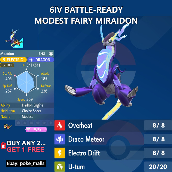 Pokemon Scarlet/Violet MIRAIDON (Reg) Lv72 Modest 6IV w