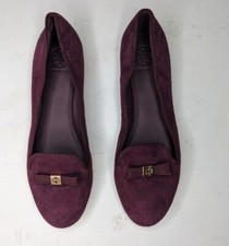 TORY BURCH Mimi Suede Smoking Slipper in Port size 6 M Retail 225