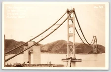Longest Span in the  World Crosses Golden Gate Bridge NO ROAD 1930s RPPC