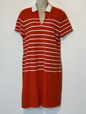 Tommy Hilfiger Womens Polo Dress Red Orange White Strip Designer Large Preppy