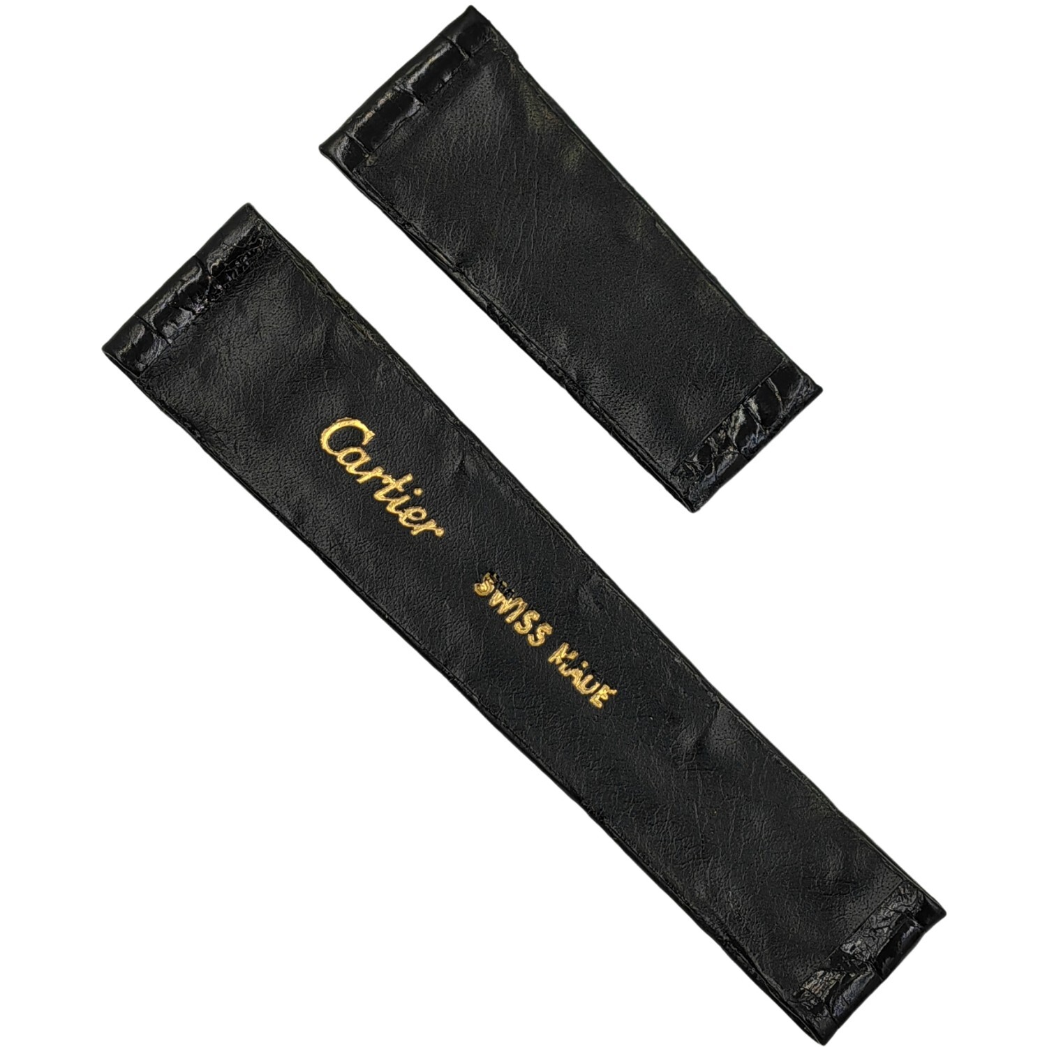 CARTIER 19 MM GENUINE BLACK LEATHER SWISS MADE WATCH BAND STRAP