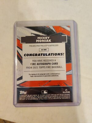2021 Topps Fire Mickey Moniak RC AUTO #AV-MM | eBay