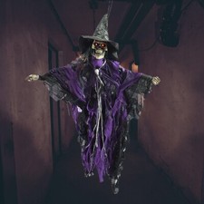 Halloween Outdoor Hanging Ghost Prop Flashing Skeleton Haunted House Party Decor