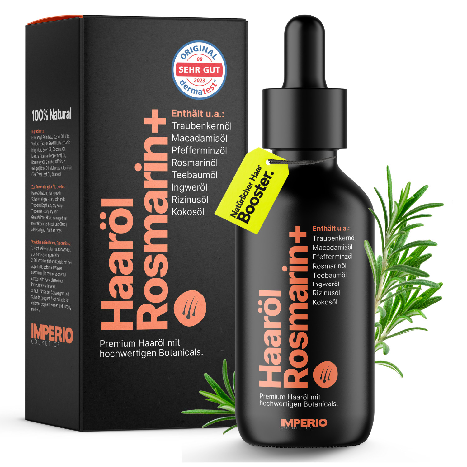 IMPERIO Haaröl Rosmarin+ für mehr Haarwachstum Rosmarinöl gegen Haarausfall 60ml