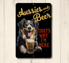 Australian Shepherd Man Cave Sign Aussies  Beer funny metal tin home bar decor
