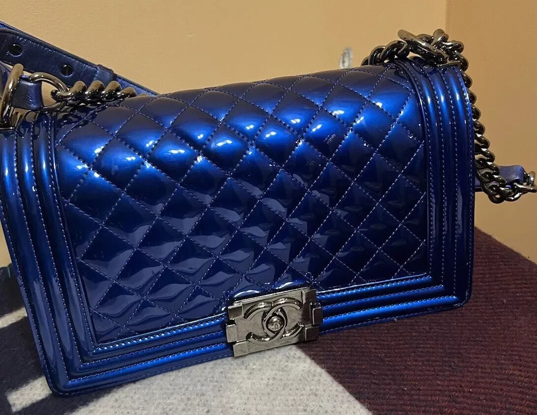 Vintage Chanel bag single full flap 19 cm blue lambskin 1 series circa 19891991 For Sure Vintage #33 Vintage Chanel bag single full flap 19 cm blue lambskin 1 series circa 19891991 For Sure Vintage