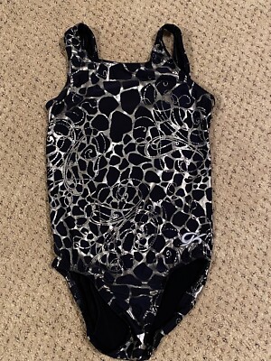 GK Elite Leotard Child's Small Black/Silver Sleeveless E2906