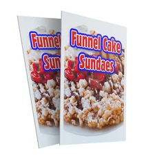 Funnel Cake Sundaes 24" x 36" 2 Pack Of Store Sign Plastic Or Decal