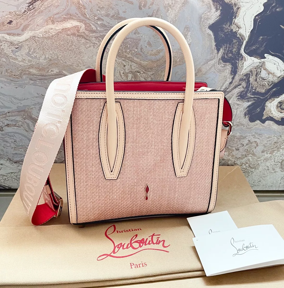 Christian Louboutin Paloma S Mini Canvas Leather Bag Tote