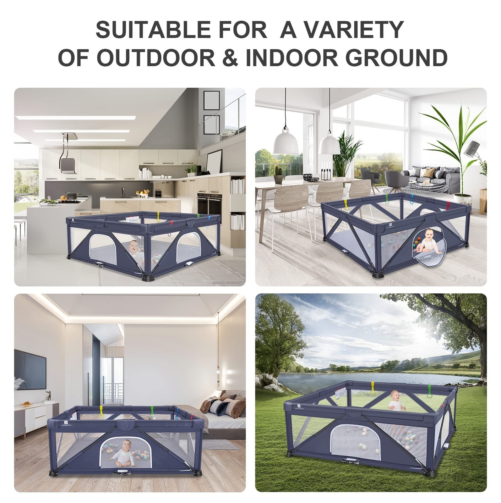 Foldable Baby Gate Playpen, 47"x47"(15.5 sq. ft Space), Extra Large