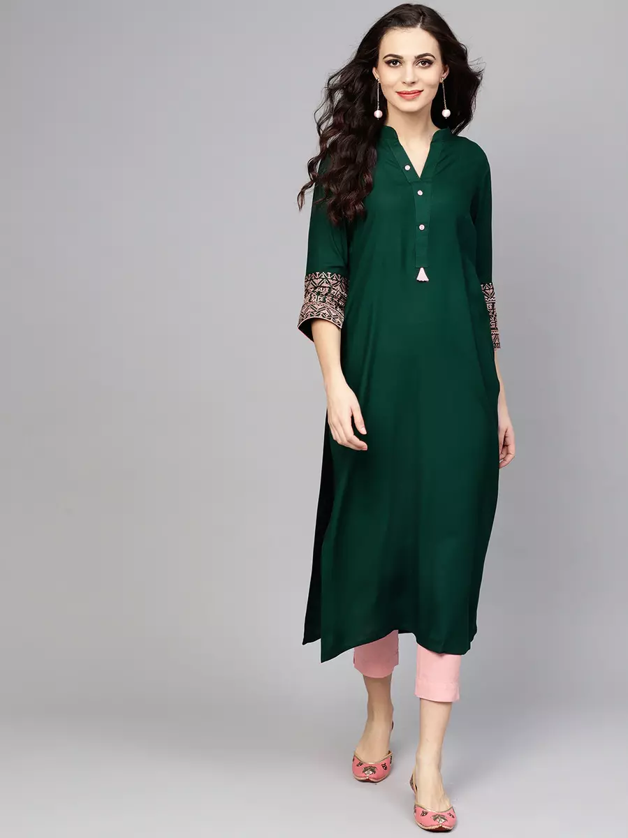 Clymaa Women's Full Length Half Sleeve Rayon Kurti (KR2223001BGPKXXL) –  CLYMAA