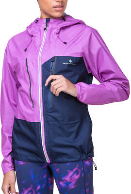 Ronhill Tech Fortify Waterproof Womens Running Jacket Blue Hooded
