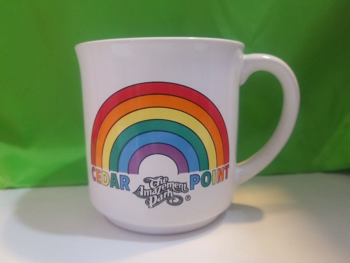 Vintage CEDAR POINT Mug Coffee Cup Amusement park Rainbow Made In 