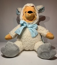 Disney Store Original Winnie The Pooh In Lamb Suit Plush Blue Gingham Bow