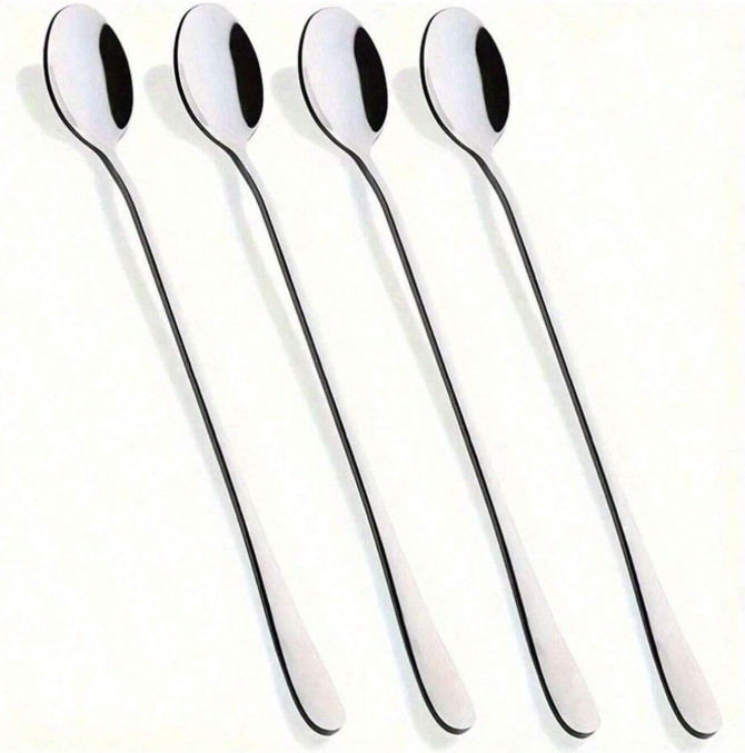 6pcs Long Handle Coffee & Ice Cream Spoons - Stainless Steel Stirring Scoop