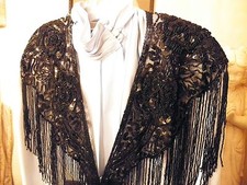 SEQUIN SHAWL WRAP FORMAL GLITTERING JET BLACK / MOTHERS DAY / CHRISTMAS GIFT NEW