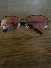 BP. 58mm Rectangular Wire Sunglasses 100 UV protection Red Lens Gunmetal Frame