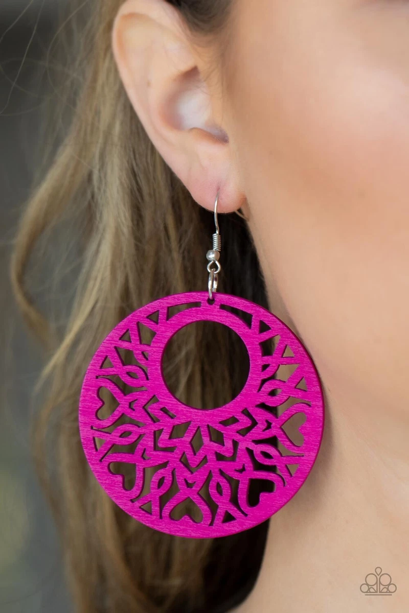 Paparazzi pink wood earrings deals