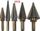 5Pcs HSS High Speed Steel Cobalt Titanium Step Drill Bit Multiple Hole 50 Sizes