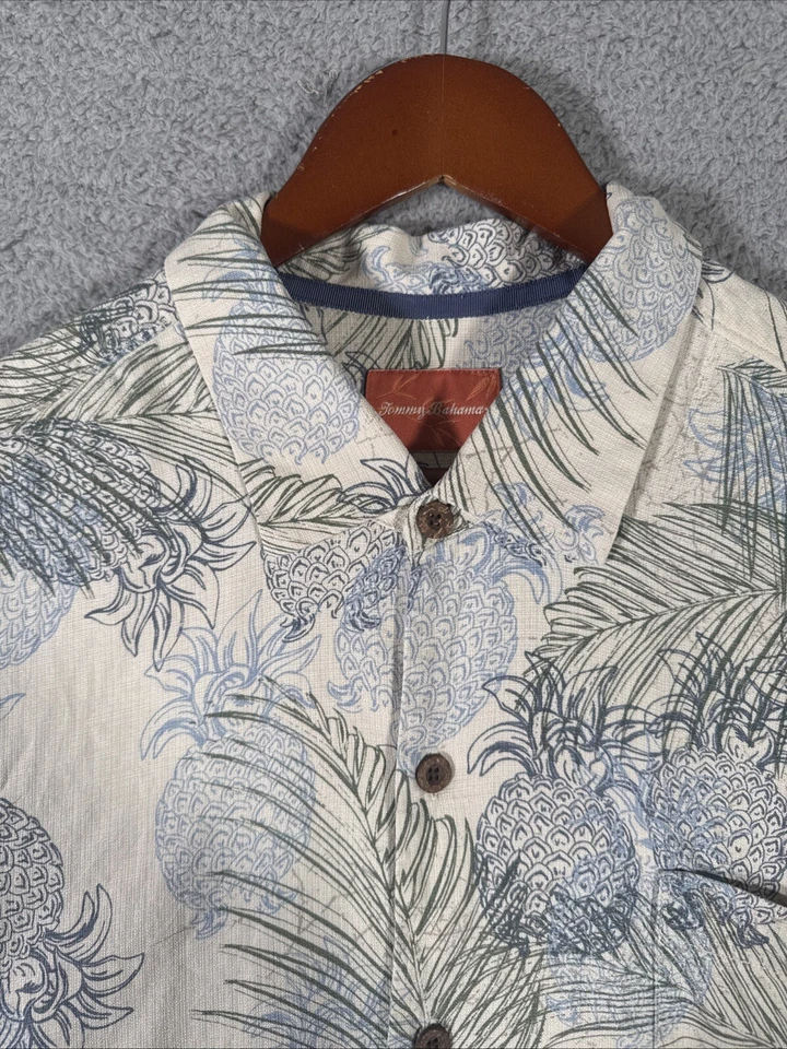 Tommy Bahama Hawaiian Shirt Mens 2XL XXL Floral Palm 100% Silk Camp Aloha - Image 2 of 4