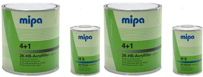2x Mipa 4+1 SCHWARZ Acrylfüller HS 2K Hochbau Grundierfüller 3L+1L Härter 8L