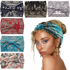 Yeshan Wide Headbands for Women Boho Knotted Head No15 boho colors 6 pcs 