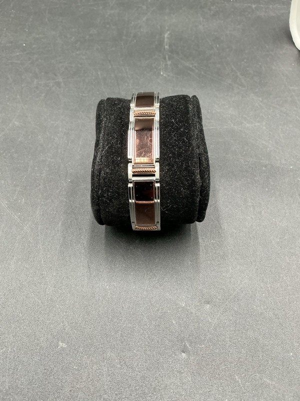 Men's Two-Tone IBG Stainless Steel & Copper Cable Link Bracelet Carbon Fiber