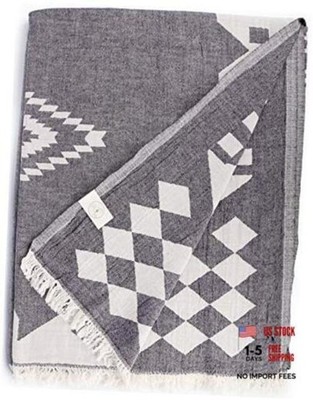 00% Cotton Bahamas XL Throw Blanket Turkish Towel Beach Blanket - 1 Black3