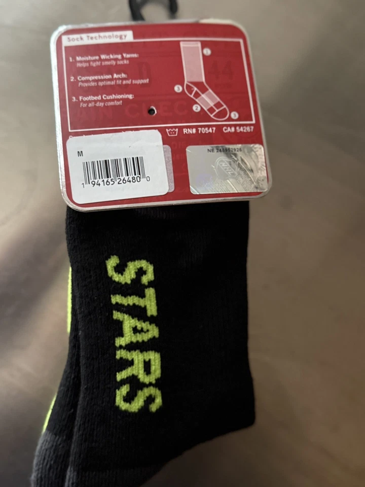 47’ Marca Crew Dallas Stars Calcetines Negros NHL Hockey Fan Regalo Verde Mediano Absorción Foto 3 de 4