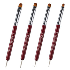 4 Pieces French Tip Nail Brush and Clean up Brush Set, Dual Ended