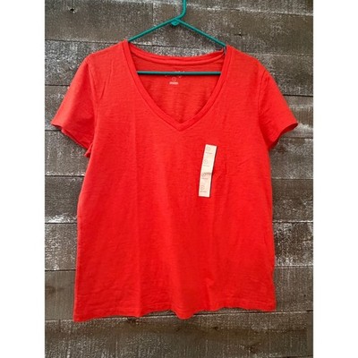 Universal Thread Womens V-Neck Short Sleeve T-Shirt Tomato Red Size L NWT